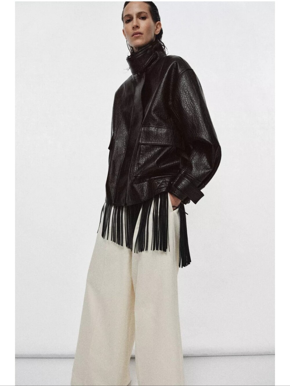 ZARA FAUX LEATHER JACKET BROWN NEW - Picture 3 of 8